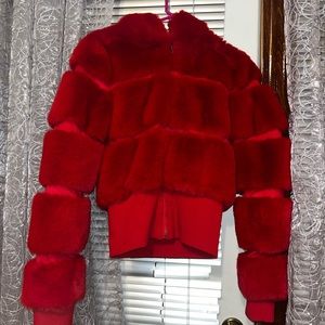 I.AM.GIA Red Faux Fur Coat